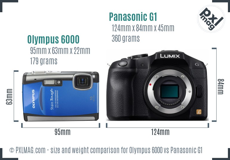 Olympus 6000 vs Panasonic G1 size comparison