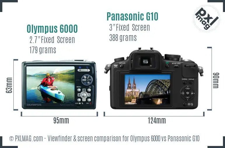 Olympus 6000 vs Panasonic G10 Screen and Viewfinder comparison