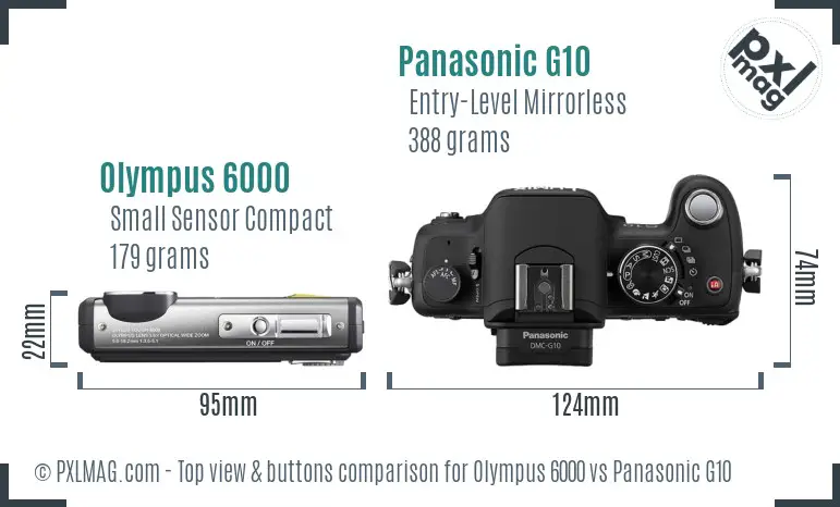 Olympus 6000 vs Panasonic G10 top view buttons comparison