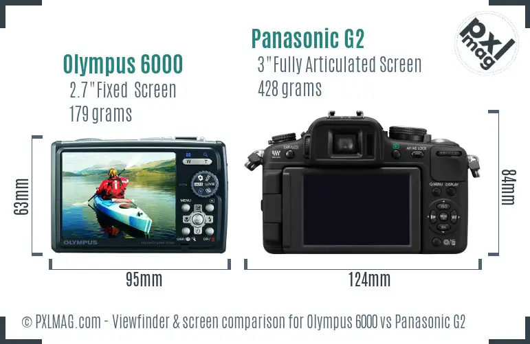 Olympus 6000 vs Panasonic G2 Screen and Viewfinder comparison