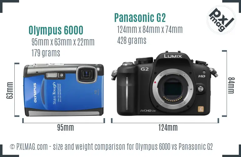 Olympus 6000 vs Panasonic G2 size comparison