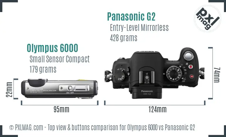 Olympus 6000 vs Panasonic G2 top view buttons comparison