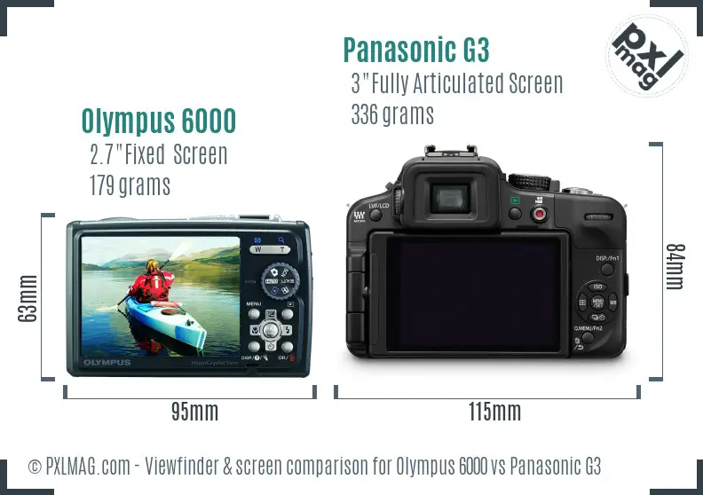 Olympus 6000 vs Panasonic G3 Screen and Viewfinder comparison Olympus 6000 vs Panasonic G3 Screen and Viewfinder comparison