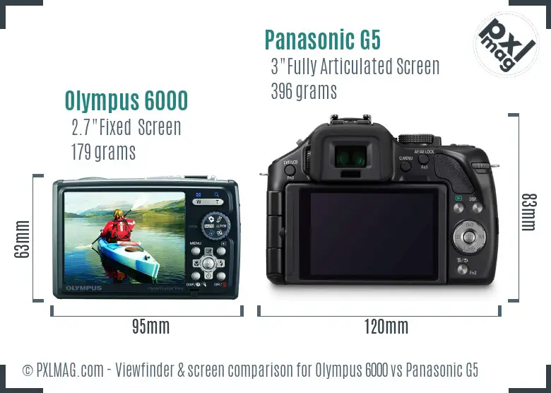 Olympus 6000 vs Panasonic G5 Screen and Viewfinder comparison Olympus 6000 vs Panasonic G5 Screen and Viewfinder comparison