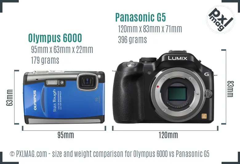 Olympus 6000 vs Panasonic G5 size comparison Olympus 6000 vs Panasonic G5 size comparison