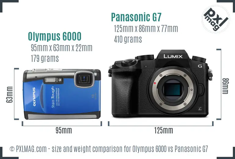 Olympus 6000 vs Panasonic G7 size comparison Olympus 6000 vs Panasonic G7 size comparison