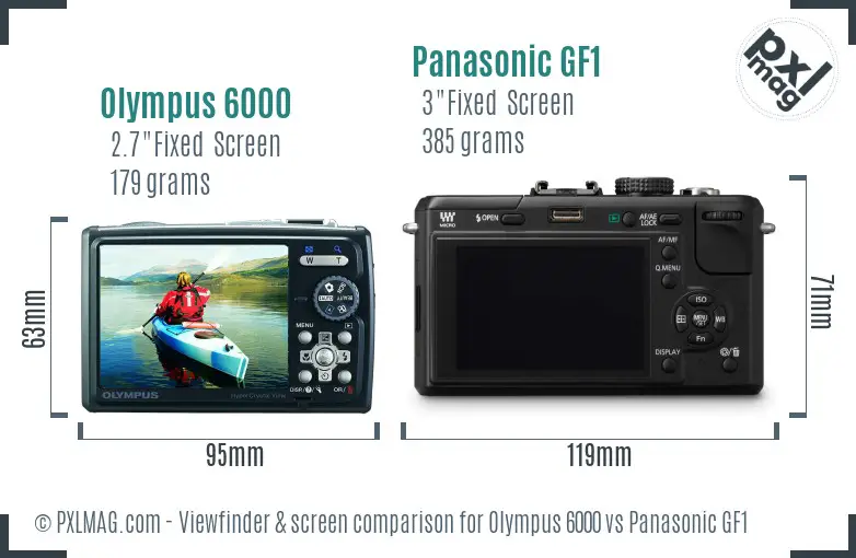 Olympus 6000 vs Panasonic GF1 Screen and Viewfinder comparison