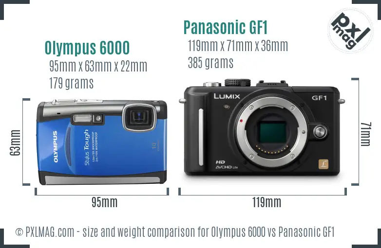 Olympus 6000 vs Panasonic GF1 size comparison