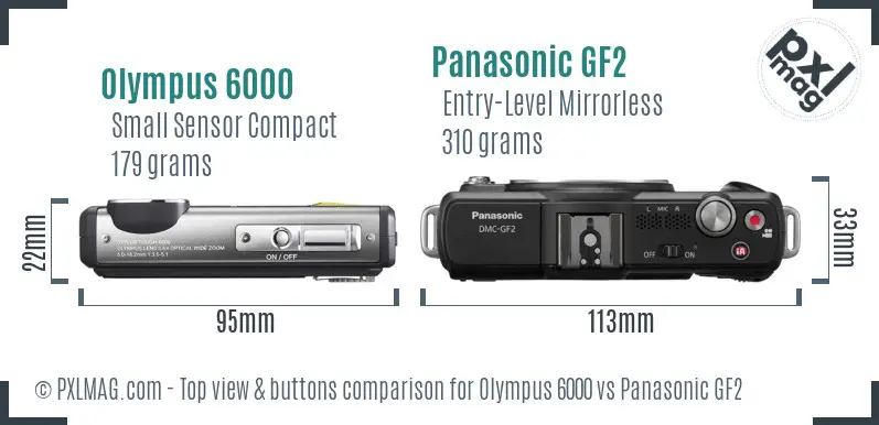 Olympus 6000 vs Panasonic GF2 top view buttons comparison