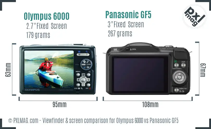 Olympus 6000 vs Panasonic GF5 Screen and Viewfinder comparison