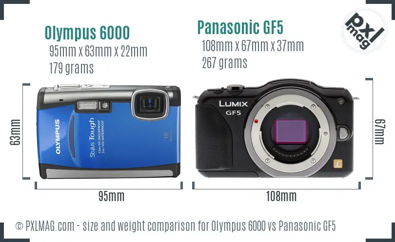 Olympus 6000 vs Panasonic GF5 size comparison