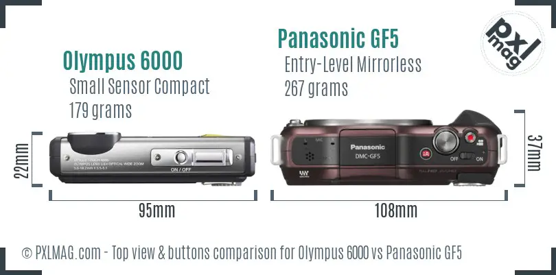 Olympus 6000 vs Panasonic GF5 top view buttons comparison