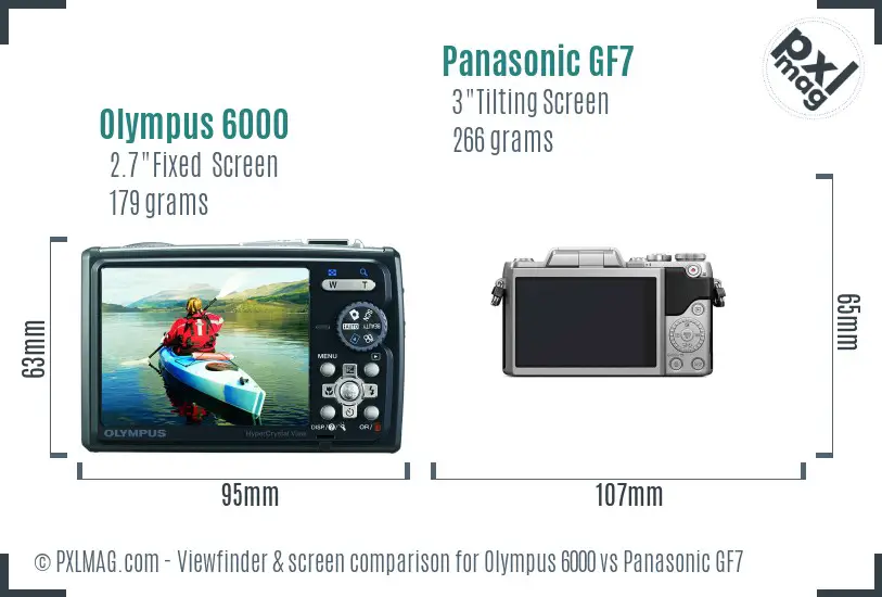 Olympus 6000 vs Panasonic GF7 Screen and Viewfinder comparison