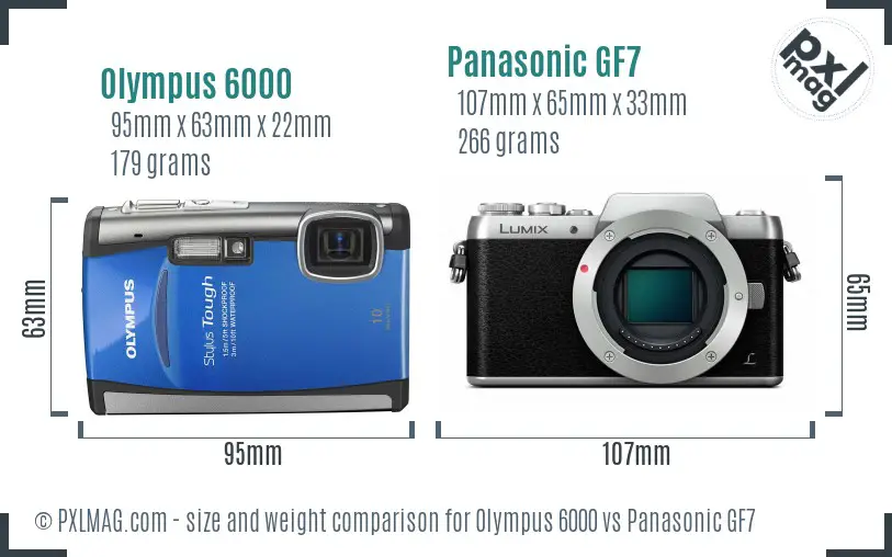 Olympus 6000 vs Panasonic GF7 size comparison