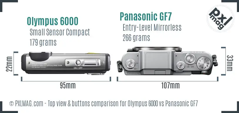 Olympus 6000 vs Panasonic GF7 top view buttons comparison