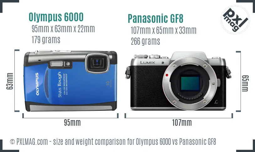 Olympus 6000 vs Panasonic GF8 size comparison Olympus 6000 vs Panasonic GF8 size comparison