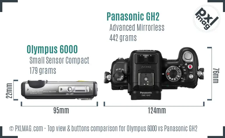 Olympus 6000 vs Panasonic GH2 top view buttons comparison Olympus 6000 vs Panasonic GH2 top view buttons comparison