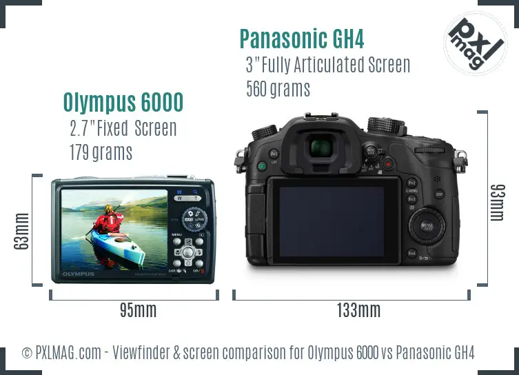 Olympus 6000 vs Panasonic GH4 Screen and Viewfinder comparison