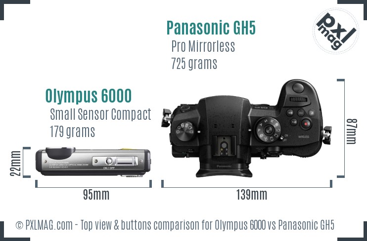 Olympus 6000 vs Panasonic GH5 top view buttons comparison