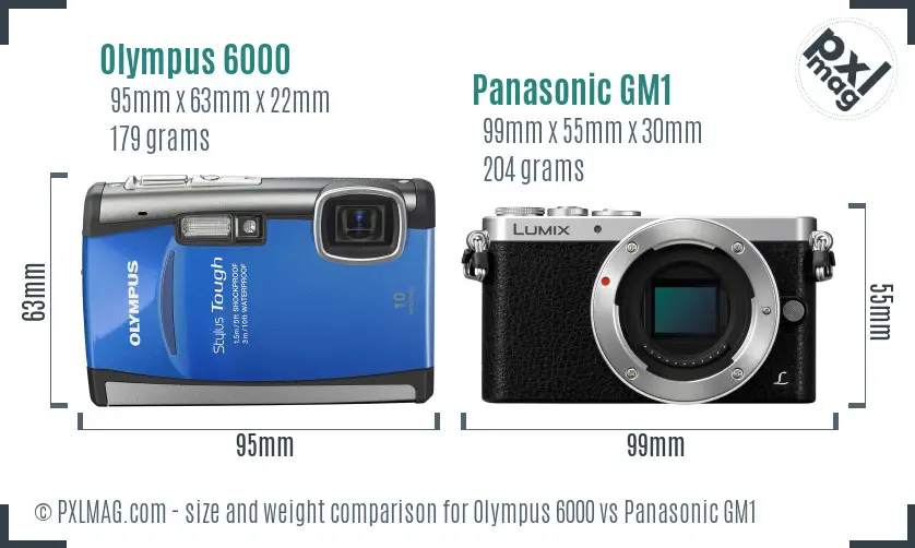 Olympus 6000 vs Panasonic GM1 size comparison