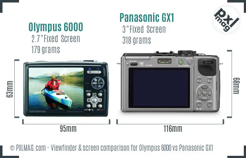 Olympus 6000 vs Panasonic GX1 Screen and Viewfinder comparison