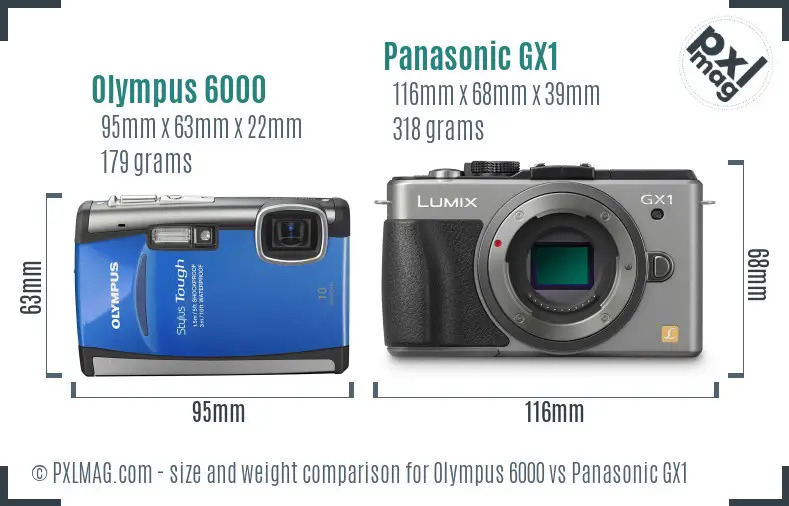 Olympus 6000 vs Panasonic GX1 size comparison