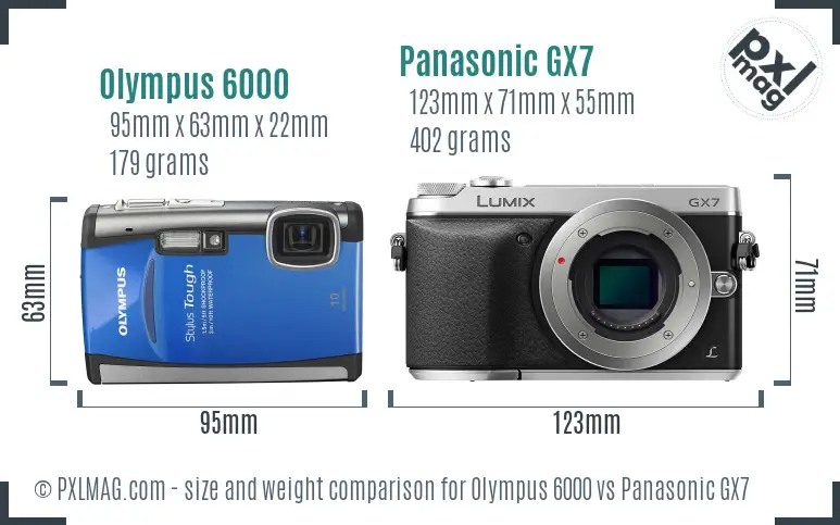 Olympus 6000 vs Panasonic GX7 size comparison Olympus 6000 vs Panasonic GX7 size comparison