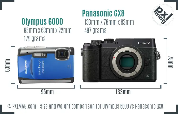 Olympus 6000 vs Panasonic GX8 size comparison