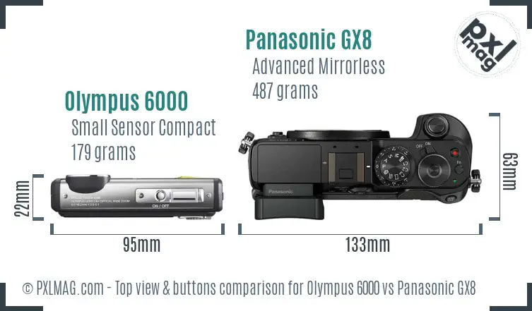 Olympus 6000 vs Panasonic GX8 top view buttons comparison