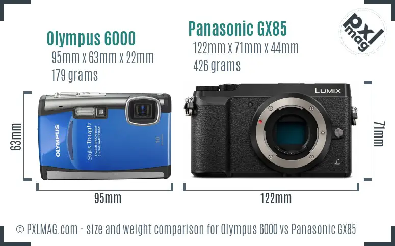 Olympus 6000 vs Panasonic GX85 size comparison Olympus 6000 vs Panasonic GX85 size comparison