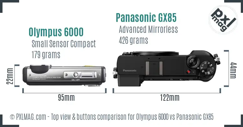 Olympus 6000 vs Panasonic GX85 top view buttons comparison Olympus 6000 vs Panasonic GX85 top view buttons comparison