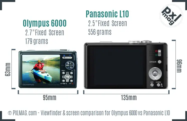 Olympus 6000 vs Panasonic L10 Screen and Viewfinder comparison