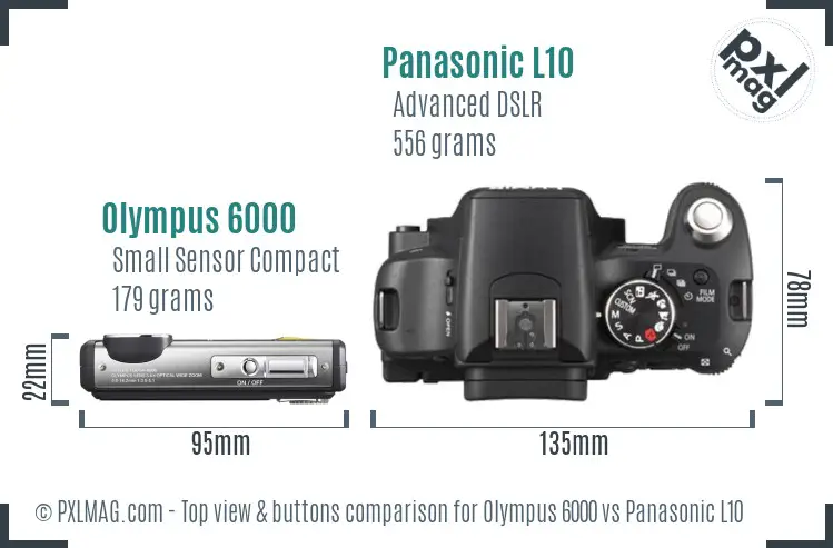 Olympus 6000 vs Panasonic L10 top view buttons comparison