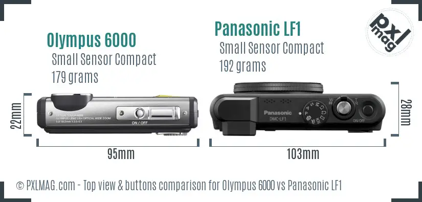 Olympus 6000 vs Panasonic LF1 top view buttons comparison