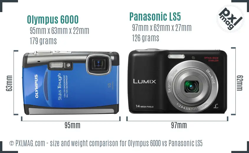 Olympus 6000 vs Panasonic LS5 size comparison