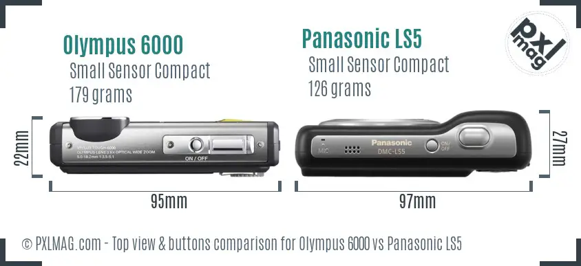Olympus 6000 vs Panasonic LS5 top view buttons comparison