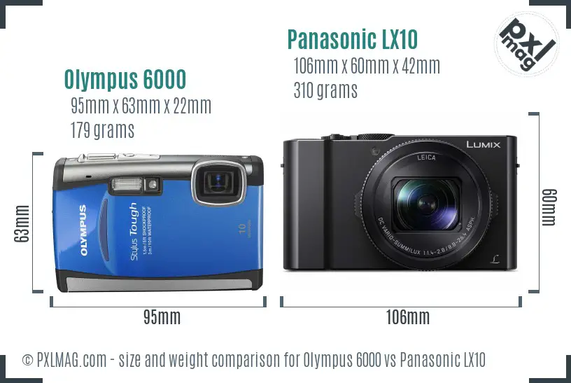 Olympus 6000 vs Panasonic LX10 size comparison