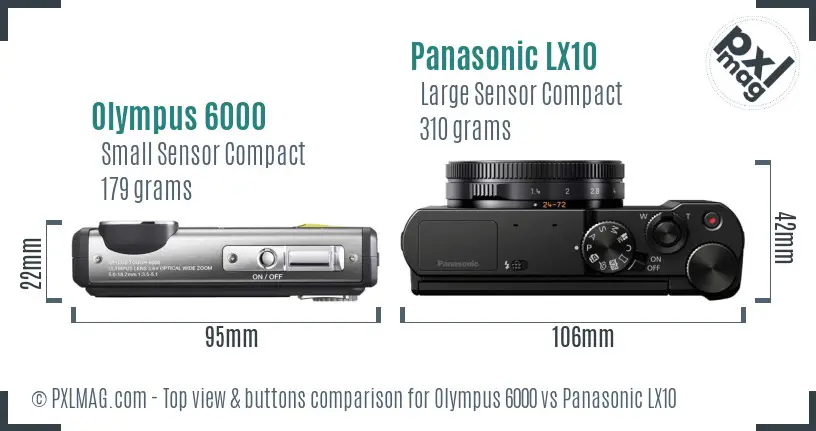 Olympus 6000 vs Panasonic LX10 top view buttons comparison