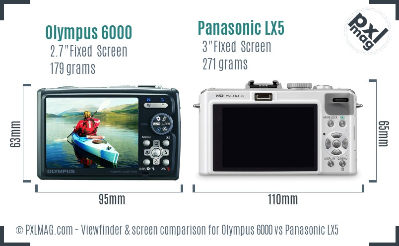 Olympus 6000 vs Panasonic LX5 Screen and Viewfinder comparison