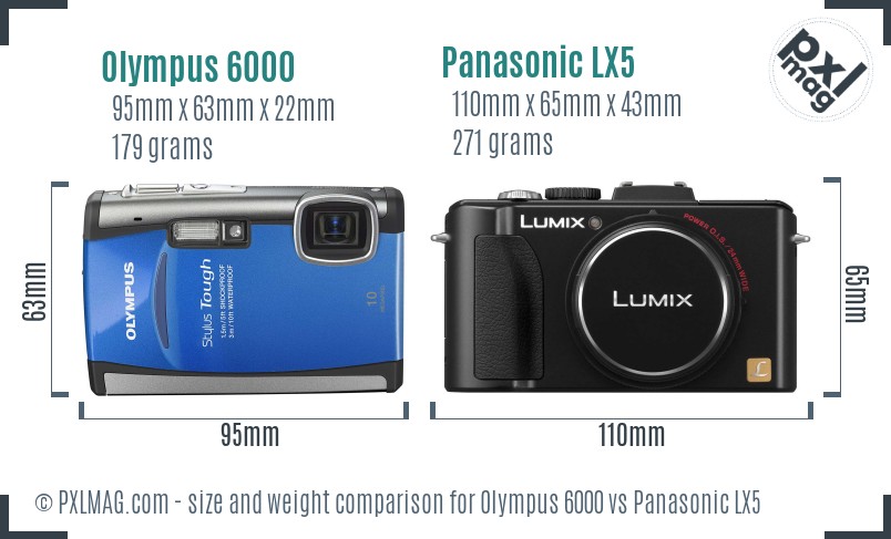 Olympus 6000 vs Panasonic LX5 size comparison