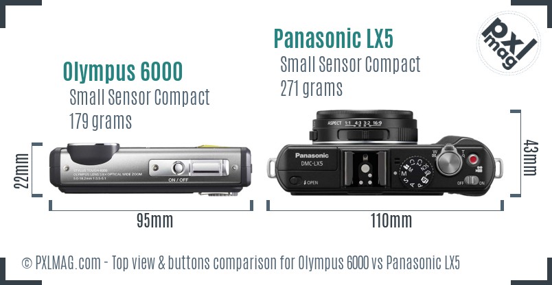 Olympus 6000 vs Panasonic LX5 top view buttons comparison