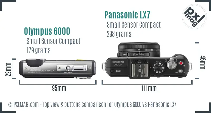 Olympus 6000 vs Panasonic LX7 top view buttons comparison Olympus 6000 vs Panasonic LX7 top view buttons comparison