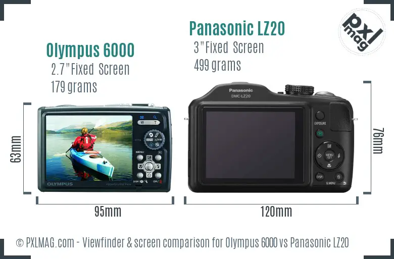 Olympus 6000 vs Panasonic LZ20 Screen and Viewfinder comparison Olympus 6000 vs Panasonic LZ20 Screen and Viewfinder comparison