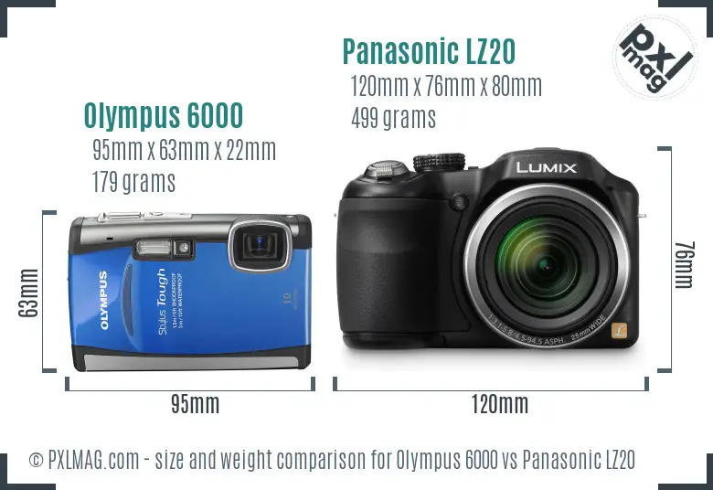 Olympus 6000 vs Panasonic LZ20 size comparison Olympus 6000 vs Panasonic LZ20 size comparison