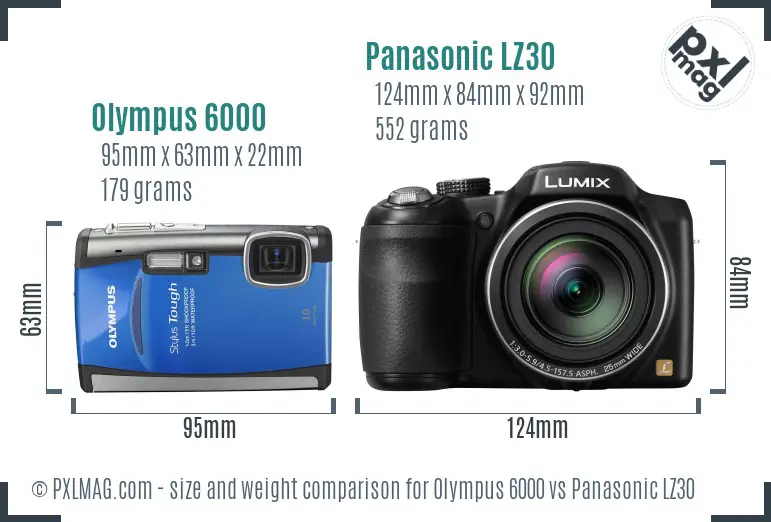 Olympus 6000 vs Panasonic LZ30 size comparison