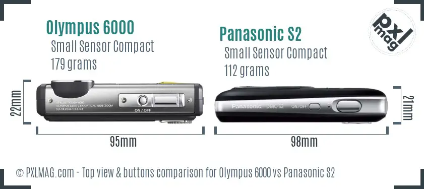 Olympus 6000 vs Panasonic S2 top view buttons comparison