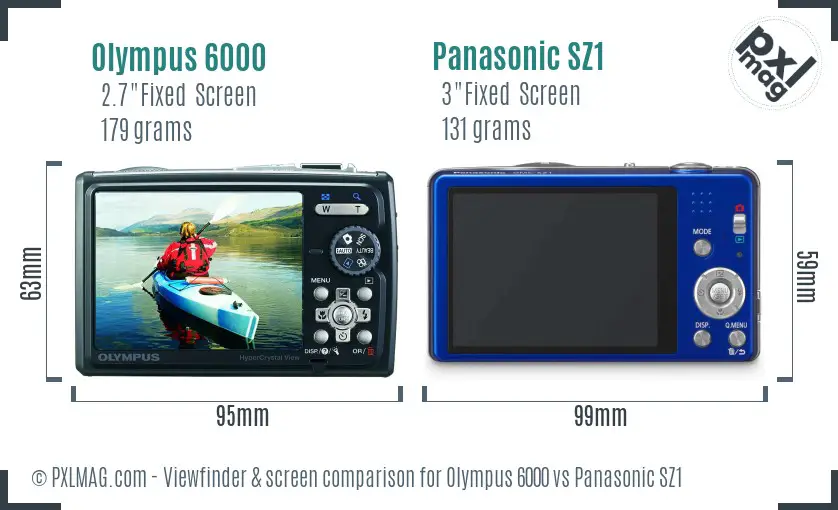 Olympus 6000 vs Panasonic SZ1 Screen and Viewfinder comparison