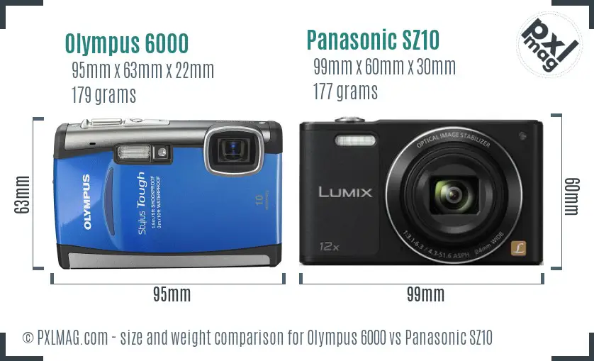 Olympus 6000 vs Panasonic SZ10 size comparison Olympus 6000 vs Panasonic SZ10 size comparison