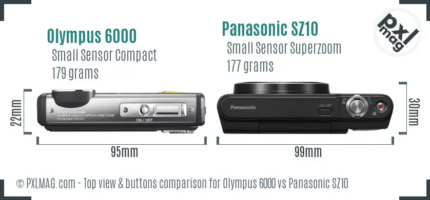 Olympus 6000 vs Panasonic SZ10 top view buttons comparison Olympus 6000 vs Panasonic SZ10 top view buttons comparison