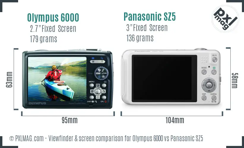Olympus 6000 vs Panasonic SZ5 Screen and Viewfinder comparison